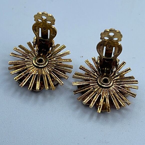 Vintage Ab rose  and green floral earrings - Picture 4 of 7